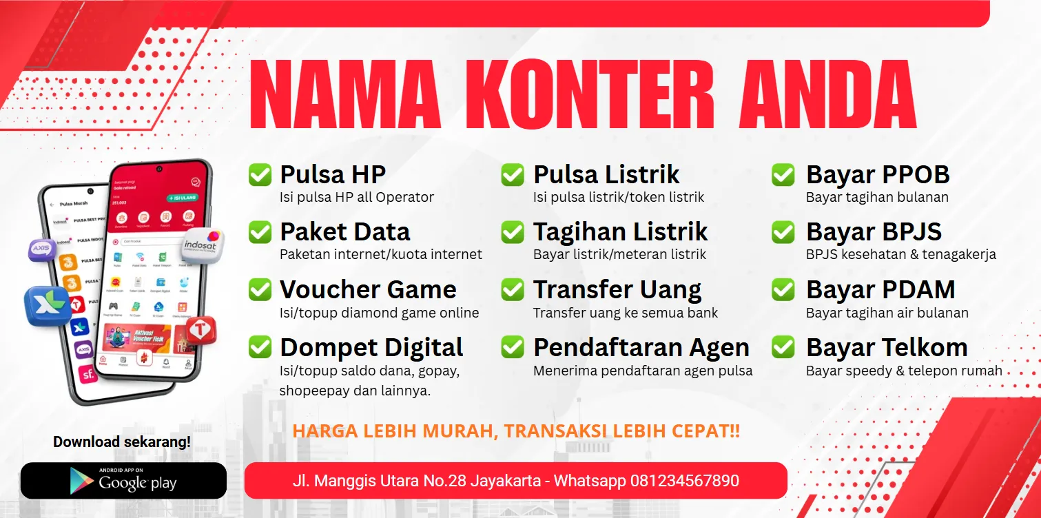 Cetak Banner Konter Pulsa Gratis? Edit, Download, dan Cetak Langsung di Gala Reload